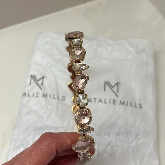 Natalie Mills glamband headband with pink and clear rhinestones NWOT - Picture 2 of 6